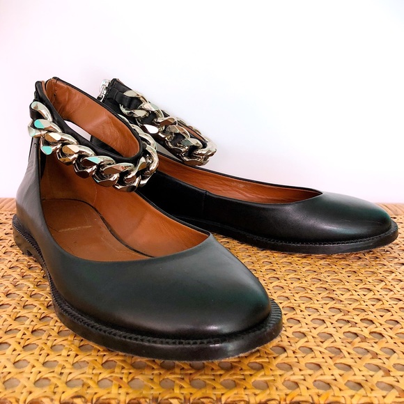 Givenchy Black Chain Ankle Strap Ballet Flats - 36 - Picture 4 of 8
